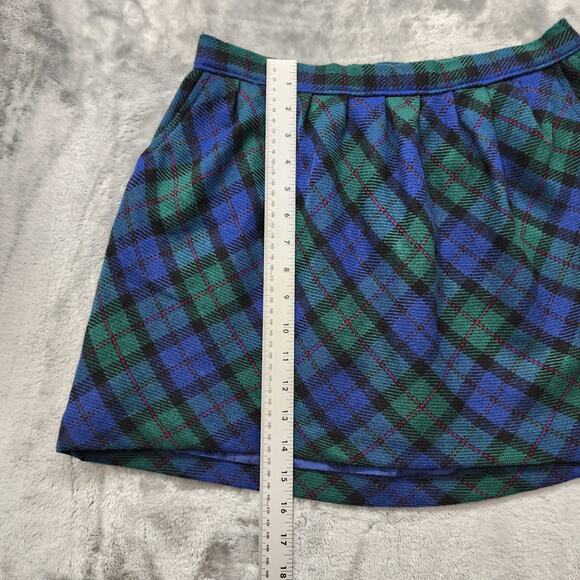 Old Navy Skirt Womens 6 Blue Green Black Plaid Pleated Mini A-Line Zip Preppy - Picture 6 of 7